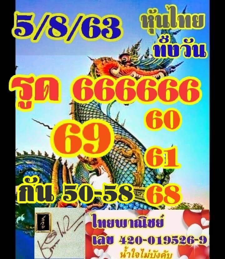 หวยหุ้นวันนี้5-8-63 ชุดที่14