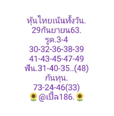 หวยหุ้นวันนี้ 29/9/63 ชุดที่14