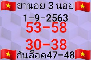 หวยฮานอยวันนี้ 1/9/63 ชุดที่2