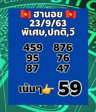 หวยฮานอยวันนี้ 23/9/63 ชุดที่15