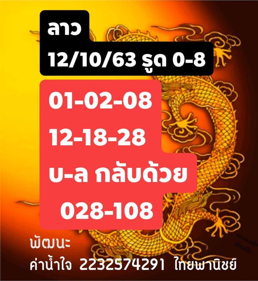 หวยลาววันนี้ 12/10/63 ชุดที่14