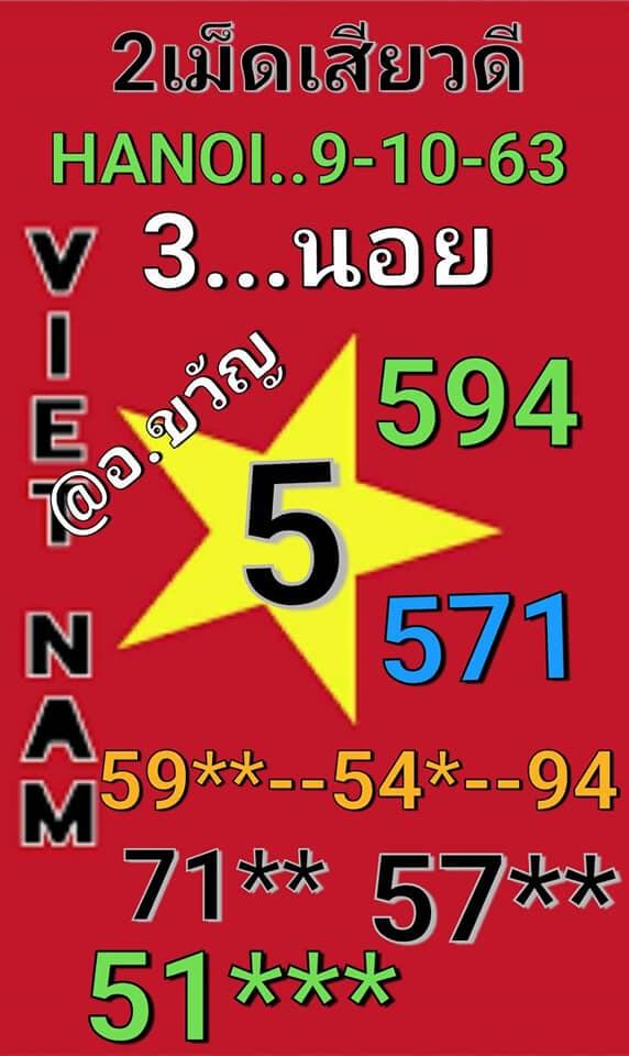 หวยฮานอยวันนี้ 9/10/63 ชุดที่13