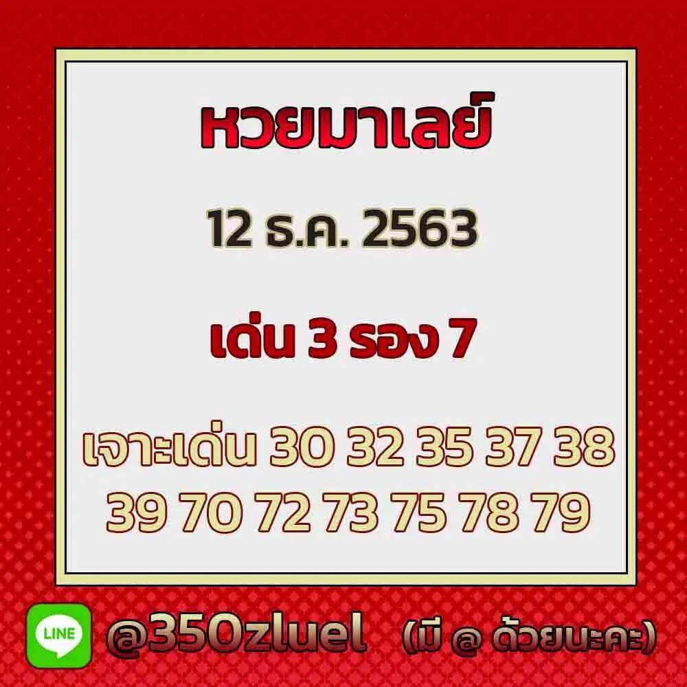 หวยมาเลย์วันนี้ 12/12/63 ชุดที่12