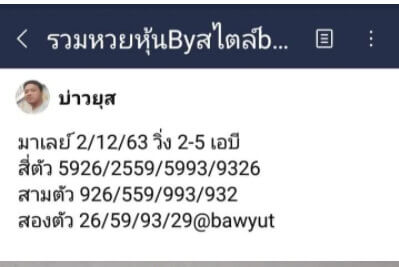 หวยมาเลย์วันนี้ 2/12/63 ชุดที่15