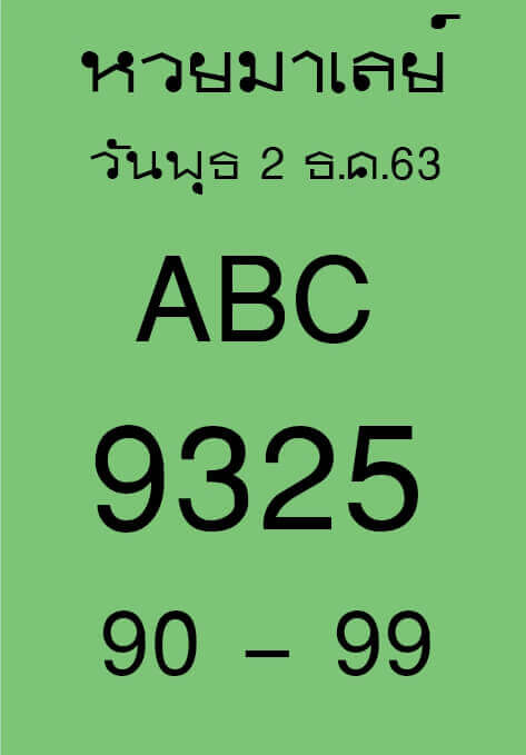 หวยมาเลย์วันนี้ 2/12/63 ชุดที่9