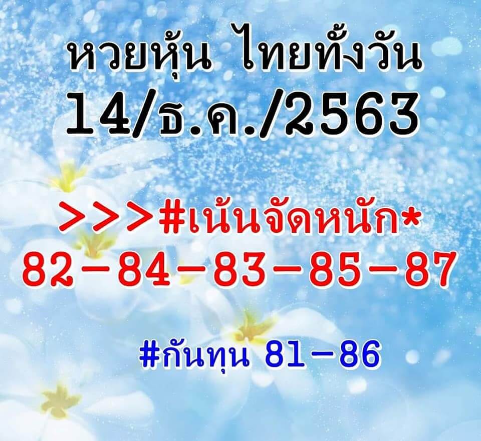 หวยหุ้นวันนี้ 14/12/63 ชุดที่2