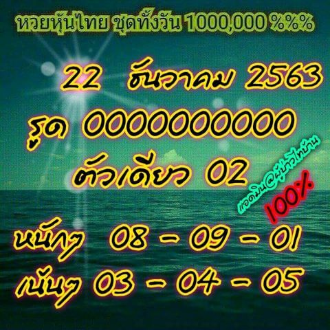 หวยหุ้นวันนี้ 22/12/63 ชุดที่13