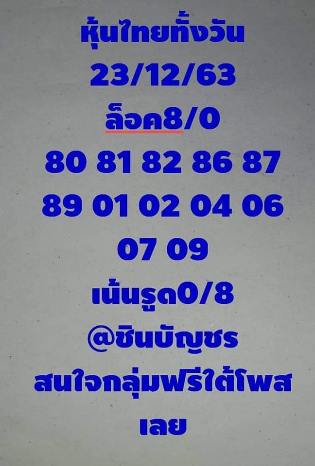 หวยหุ้นวันนี้ 23/12/63 ชุดที่15