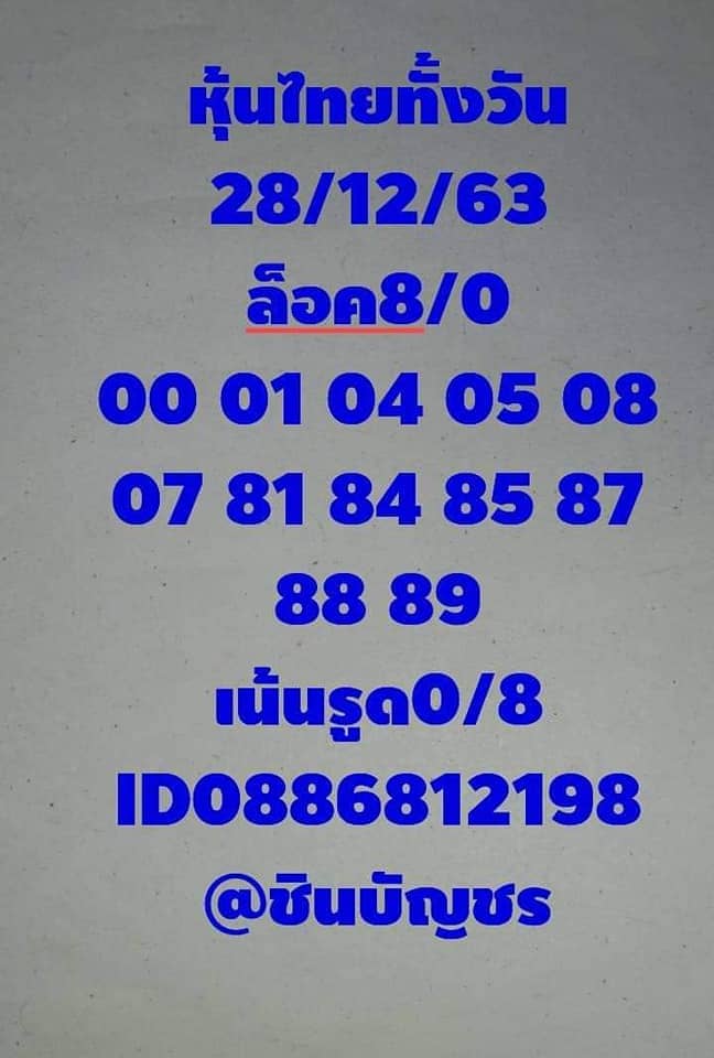 หวยหุ้นวันนี้ 28/12/63 ชุดที่3