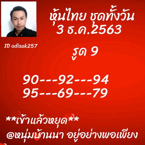 หวยหุ้นวันนี้ 3/12/63 ชุดที่6