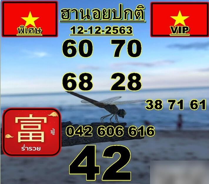 หวยฮานอยวันนี้ 12/12/63 ชุดที่14