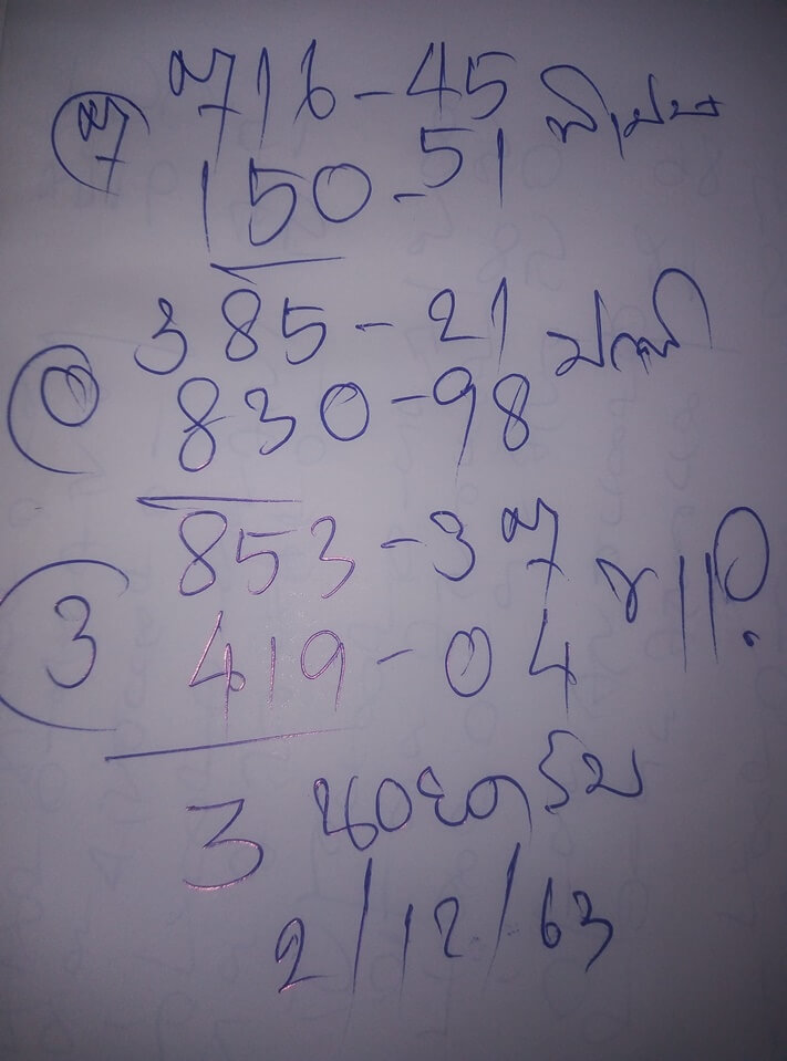 หวยฮานอยวันนี้ 2/12/63 ชุดที่15