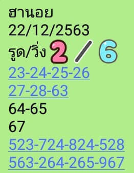 หวยฮานอยวันนี้ 22/12/63 ชุดที่5