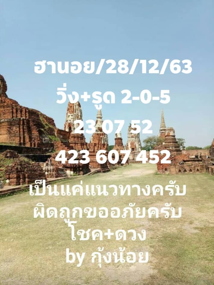 หวยฮานอยวันนี้ 28/12/63 ชุดที่3