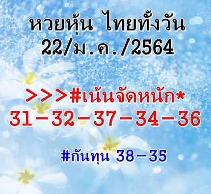 หวยหุ้นวันนี้ 22/1/64 ชุดที่ 14