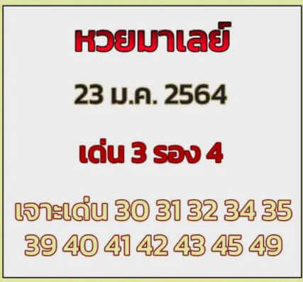 หวยมาเลย์วันนี้ 23/1/64 ชุดที่3