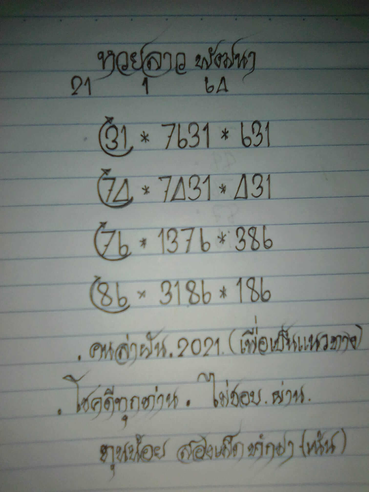 หวยลาววันนี้ 21/1/64 ชุดที่13