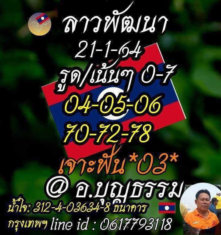 หวยลาววันนี้ 21/1/64 ชุดที่2