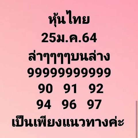 หวยหุ้นวันนี้ 25/1/64 ชุดที่3