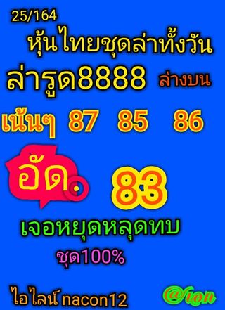 หวยหุ้นวันนี้ 25/1/64 ชุดที่6