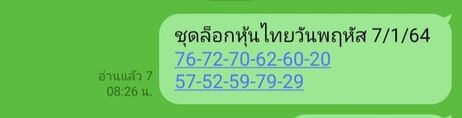 หวยหุ้นวันนี้ 7/1/64 ชุดที่7