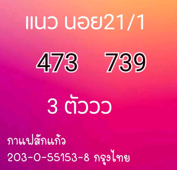 หวยฮานอยวันนี้ 21/1/64 ชุดที่12