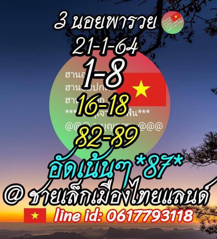 หวยฮานอยวันนี้ 21/1/64 ชุดที่5