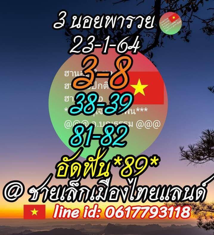 หวยฮานอยวันนี้ 23/1/64 ชุดที่7