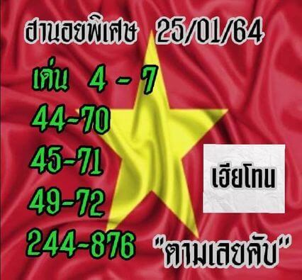 หวยฮานอยวันนี้ 25/1/64 ชุดที่1