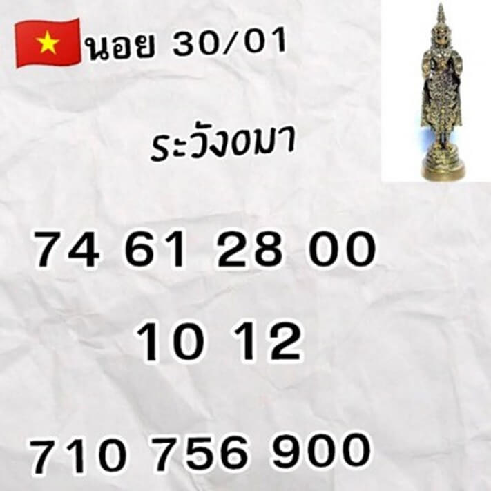 หวยฮานอยวันนี้ 30/1/64 ชุดที่15