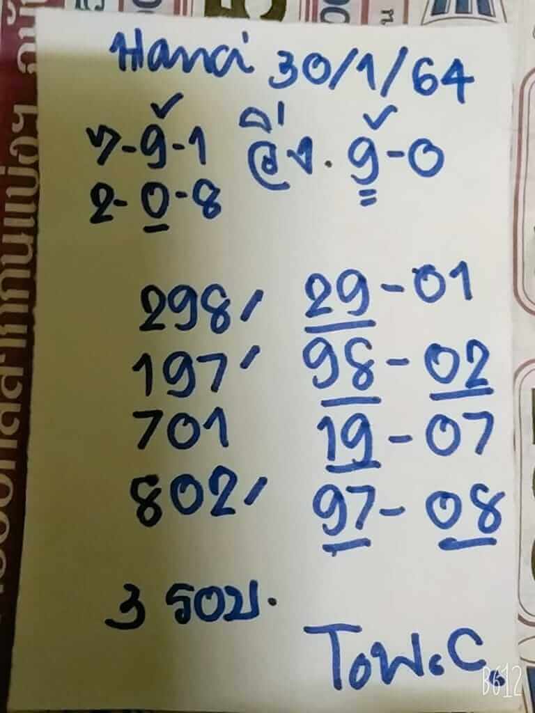 หวยฮานอยวันนี้ 30/1/64 ชุดที่5