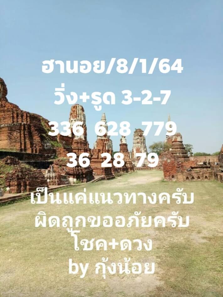 หวยฮานอยวันนี้ 8/1/64 ชุดที่7