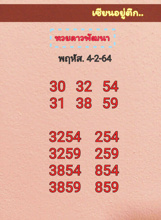 หวยลาววันนี้ 4/2/64 ชุดที่ 14