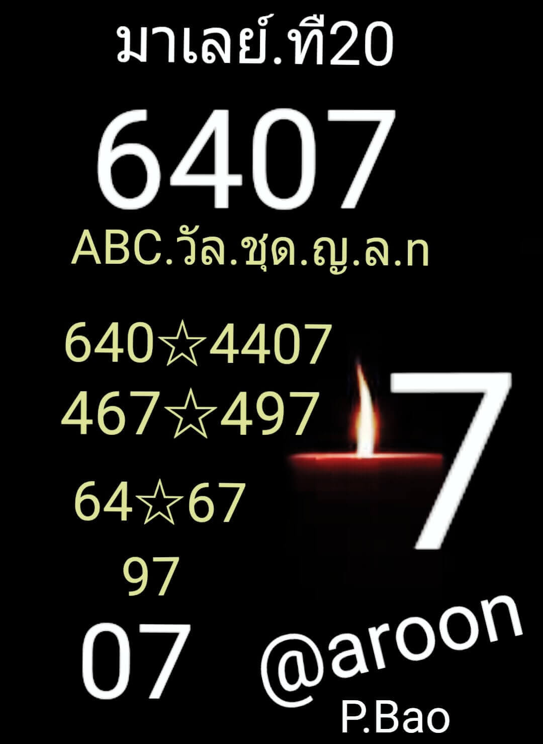 หวยมาเลย์วันนี้ 20/2/64 ชุดที่6