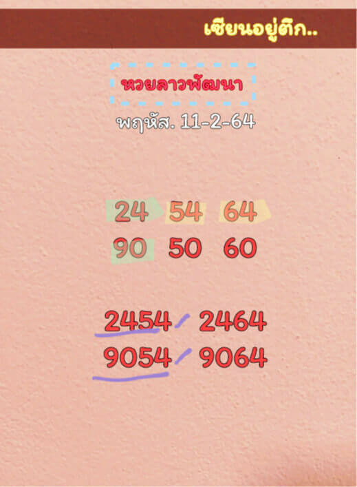 หวยลาววันนี้ 11/2/64 ชุดที่่13