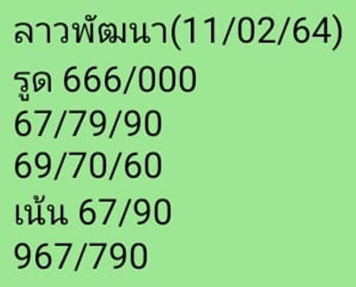 หวยลาววันนี้ 11/2/64 ชุดที่่4