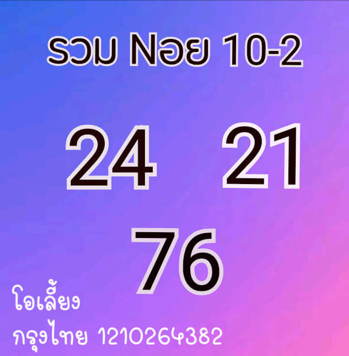 หวยฮานอยวันนี้ 10/2/64 ชุดที่6