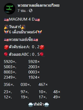 หวยมาเลย์วันนี้ 6/3/64 ชุดที่2