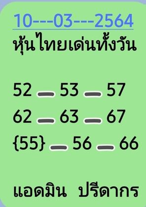 หวยหุ้นวันนี้ 10/3/64 ชุดที่9