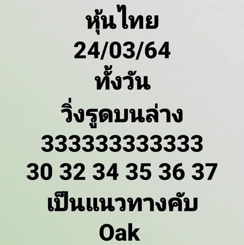 หวยหุ้นวันนี้ 24/3/64 ชุดที่2