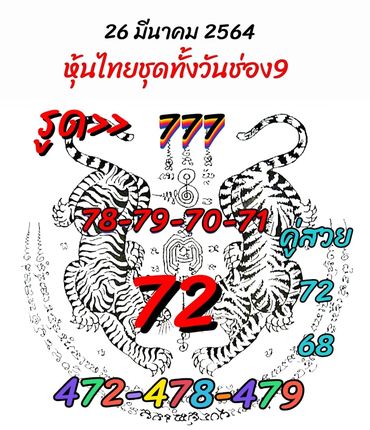 หวยหุ้นวันนี้ 26/3/64 ชุดที่1