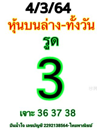 หวยหุ้นวันนี้ 4/3/64 ชุดที่3