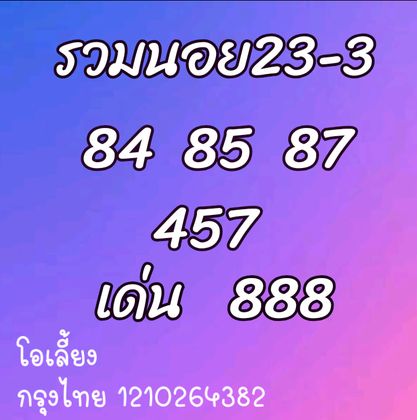 หวยฮานอยวันนี้ 23/3/64 ชุดที่6