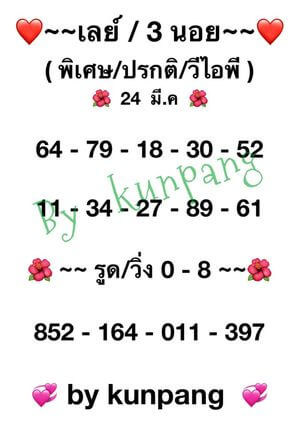 หวยฮานอยวันนี้ 24/3/64 ชุดที่2