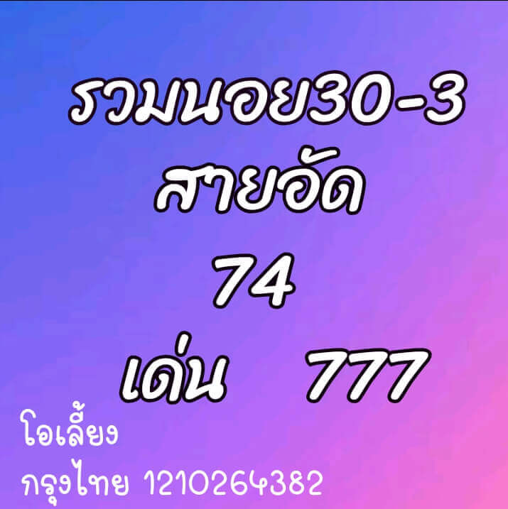 หวยฮานอยวันนี้ 30/3/64 ชุดที่7