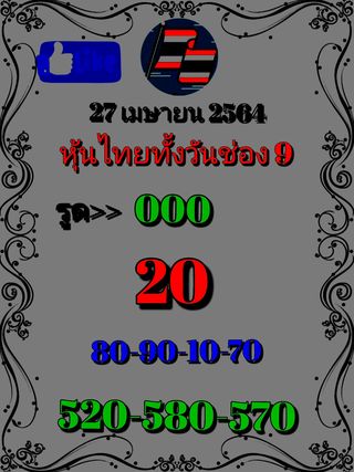 หวยหุ้นวันนี้ 27/4/64 ชุดที่9