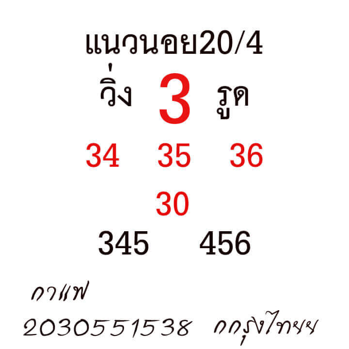 หวยฮานอยวันนี้ 20/4/64 ชุดที่1