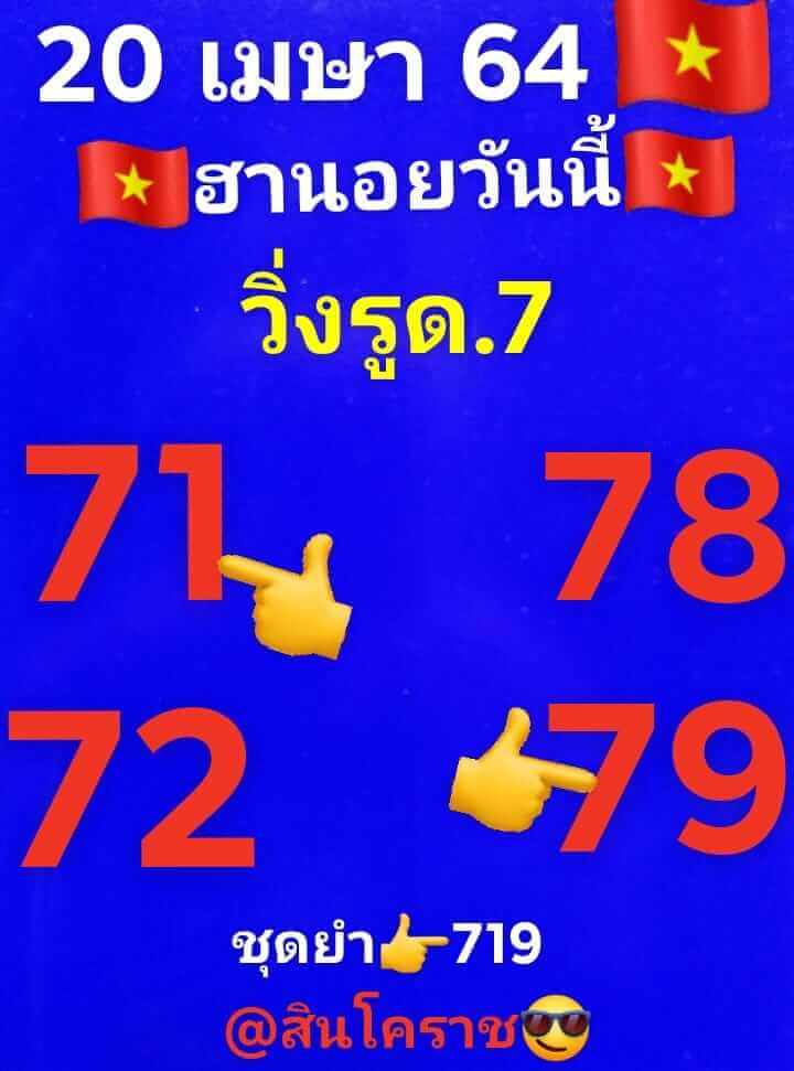 หวยฮานอยวันนี้ 20/4/64 ชุดที่6