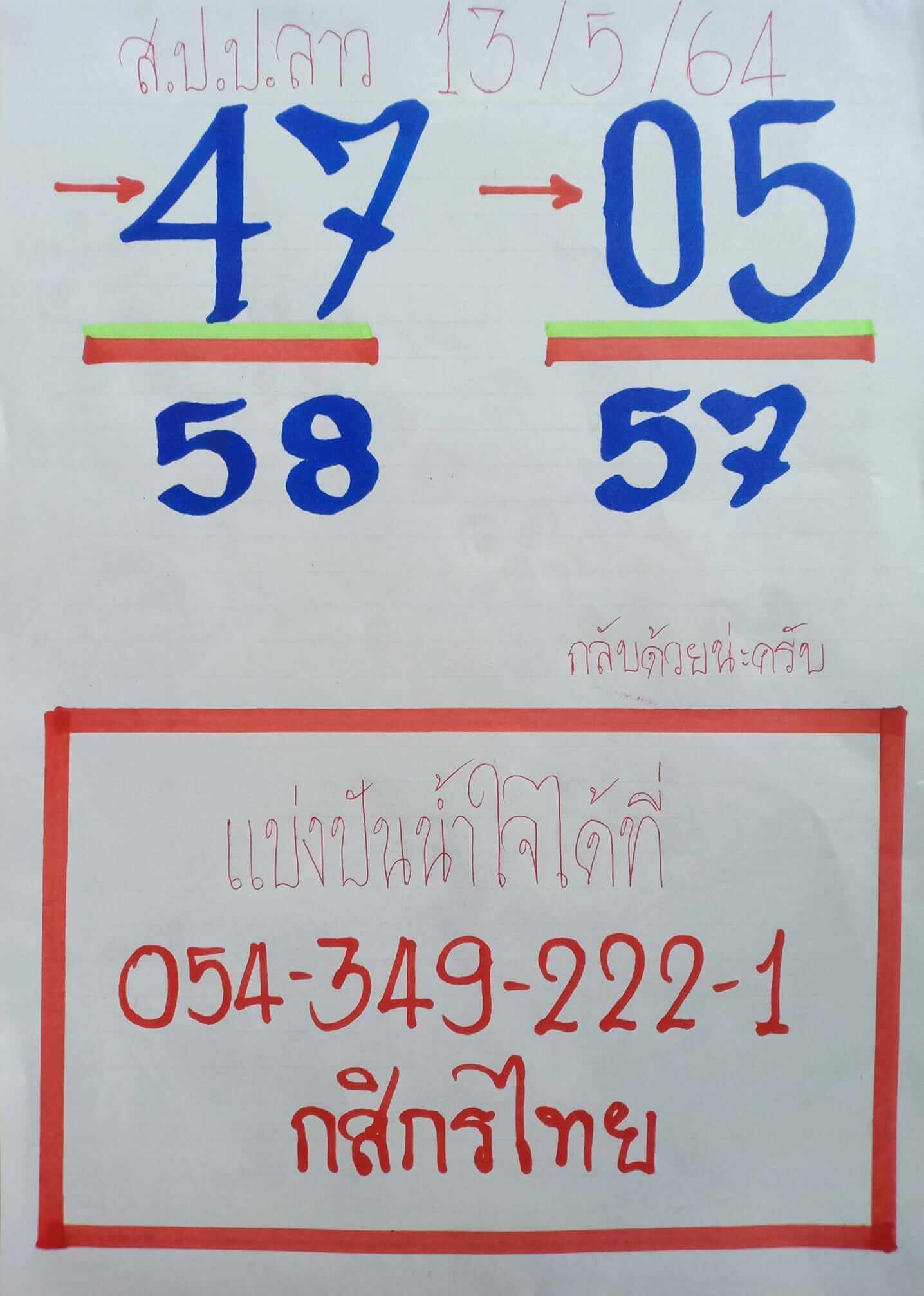 หวยลาววันนี้ 13/5/64 ชุดที่4