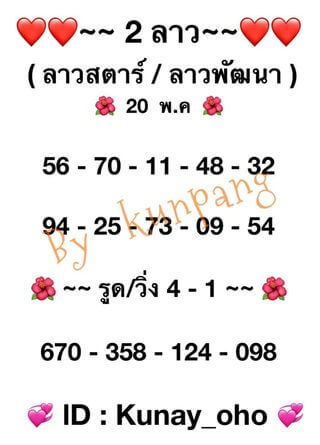 หวยลาววันนี้ 20/5/64 ชุดที่2